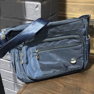 JIE L SHI Light Life Travel Tote Bag Navy Nylon Shoulder Bag Crossbody Purse